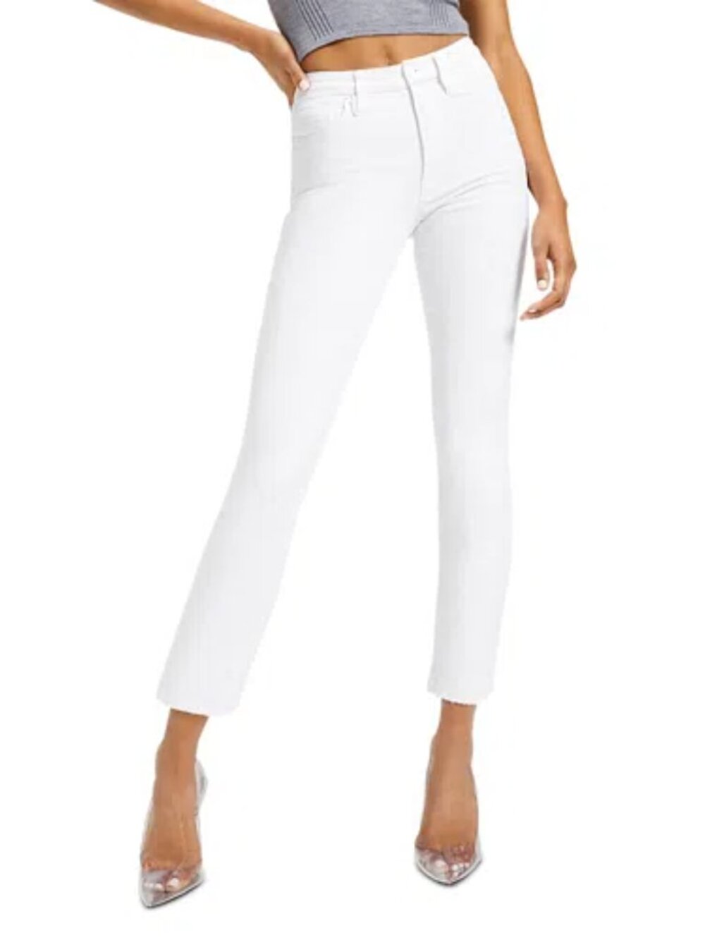 Good American | Good High Rise Straight Raw Hem Jeans
